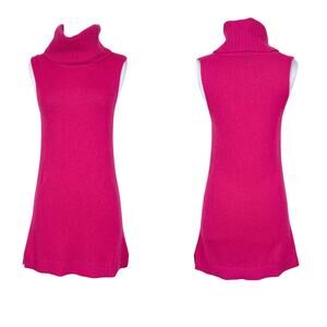 Theory | Cashmere Chantal Hot Pink Knit Sleeveless Turtleneck Tunic Sweater M